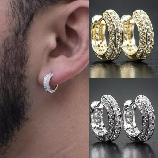 MGS Iced Out Hoop Earrings Zirconia Round Earrings for Men - Man Gifts Shop