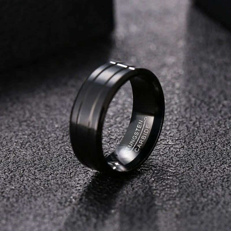 MGS Black Tungsten Slick Design Ring - Man Gifts Shop