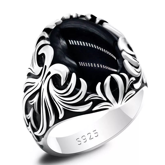 Embrace Timeless Elegance with the MGS Turkish Black Agate Ring for Men - Man Gifts Shop