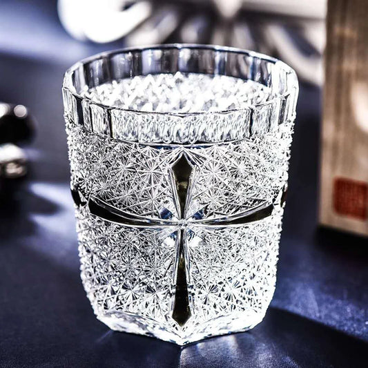 Japanese Kiriko Hand-Blown Hand-Cut Unleaded Crystal Whiskey Glass