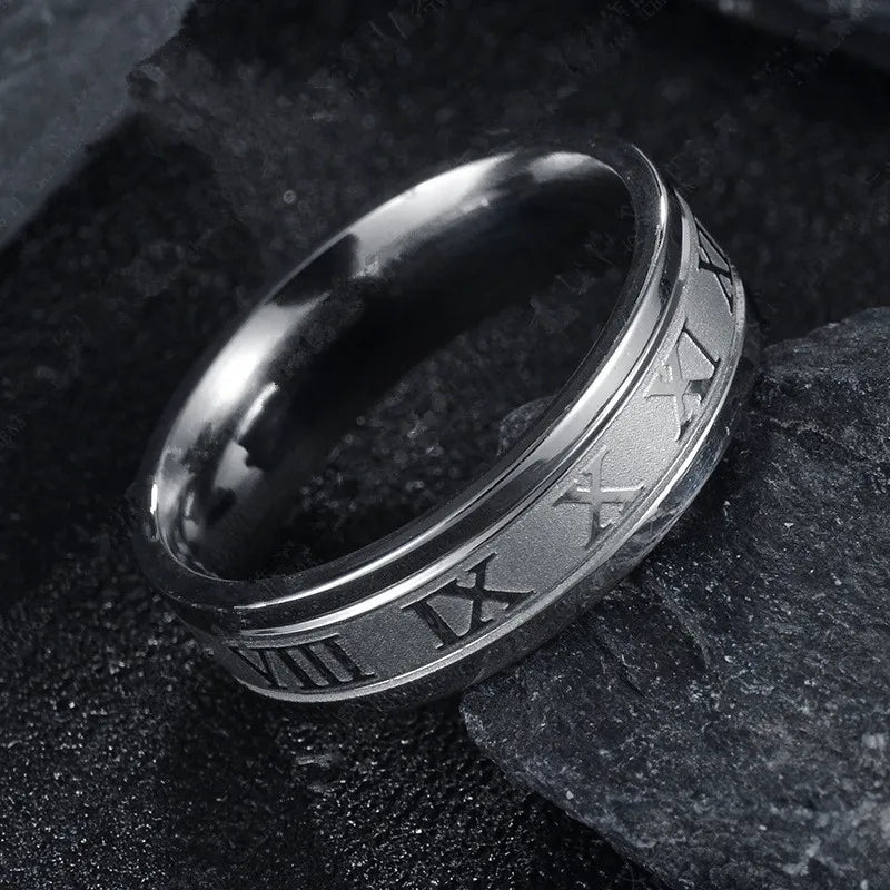 Men's Vintage Roman Numeral Stainless Steel Ring - Stylish Jewelry Gift - Man Gifts Shop