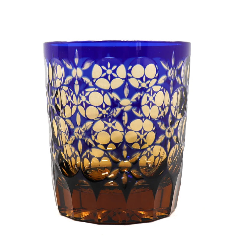 Japanese Style Edo Kiriko Drinkware Hand Cut To Clear Whiskey Glass (8.45oz) Tumble With Gift Box