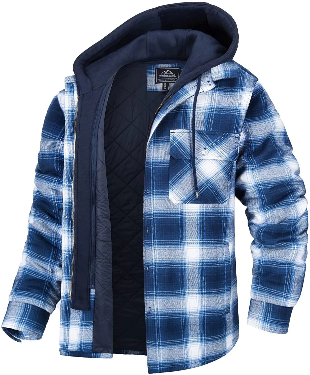 MGS Men's Flannel Shirt Jacket with Removable Hood - Man Gifts Shop