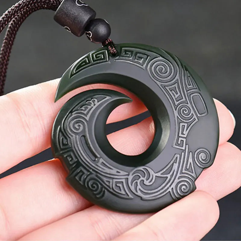 MGS Natural Jade Pendant Necklace Hetian Jade