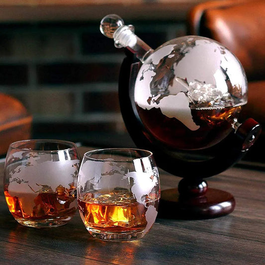 Globe Decanter Set: Refined Elegance in Whiskey Tasting - Man Gifts Shop