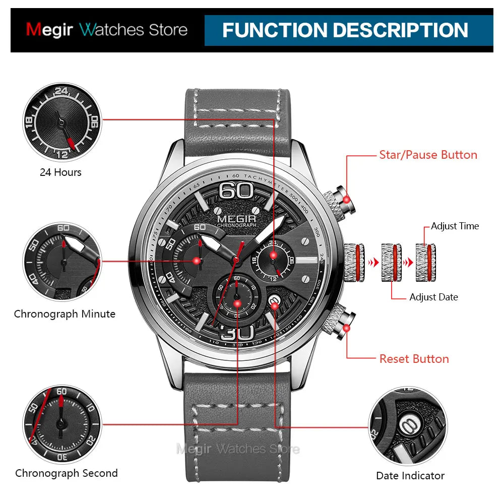 Original MEGIR Quartz Watch Mesh Strap Waterproof - Man Gifts Shop