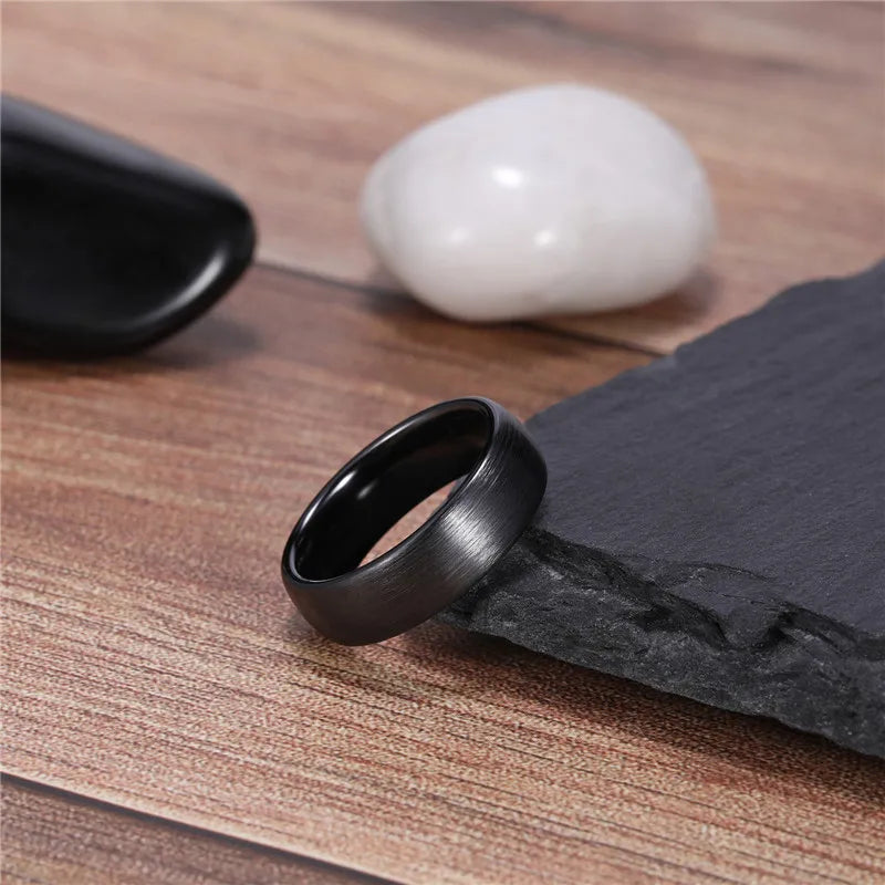 MGS Tigrade Ceramic Brushed Black 4/6/8mm Width Ring For Men