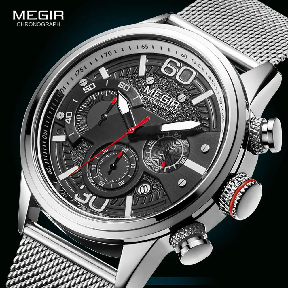 Original MEGIR Quartz Watch Mesh Strap Waterproof - Man Gifts Shop