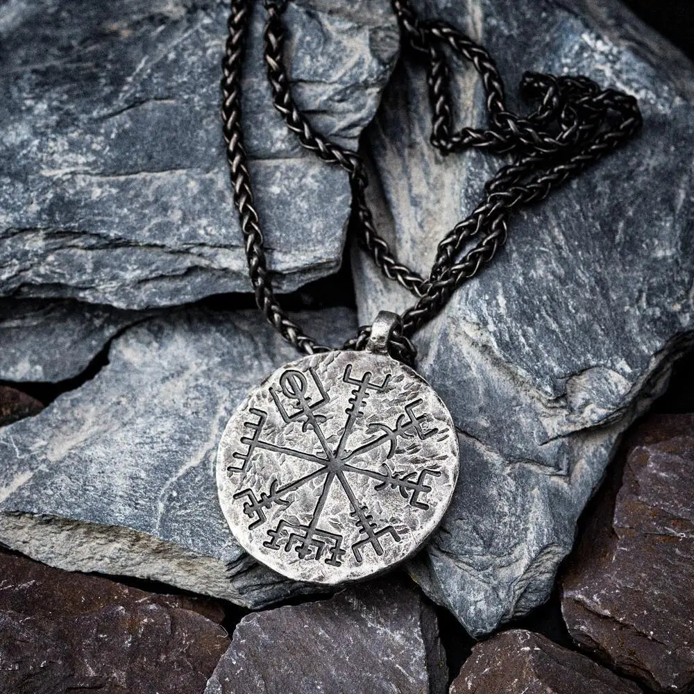 Forge Your Path with Vintage Men's Nordic Odin Viking Compass Vegvisir Pendant Necklace - Man Gifts Shop