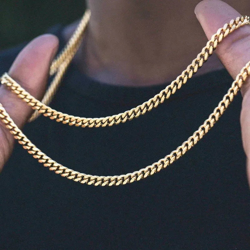 Vintage Gold Cuban Chain Necklace for Men: A Timeless Classic in Stainless Steel - Man Gifts Shop