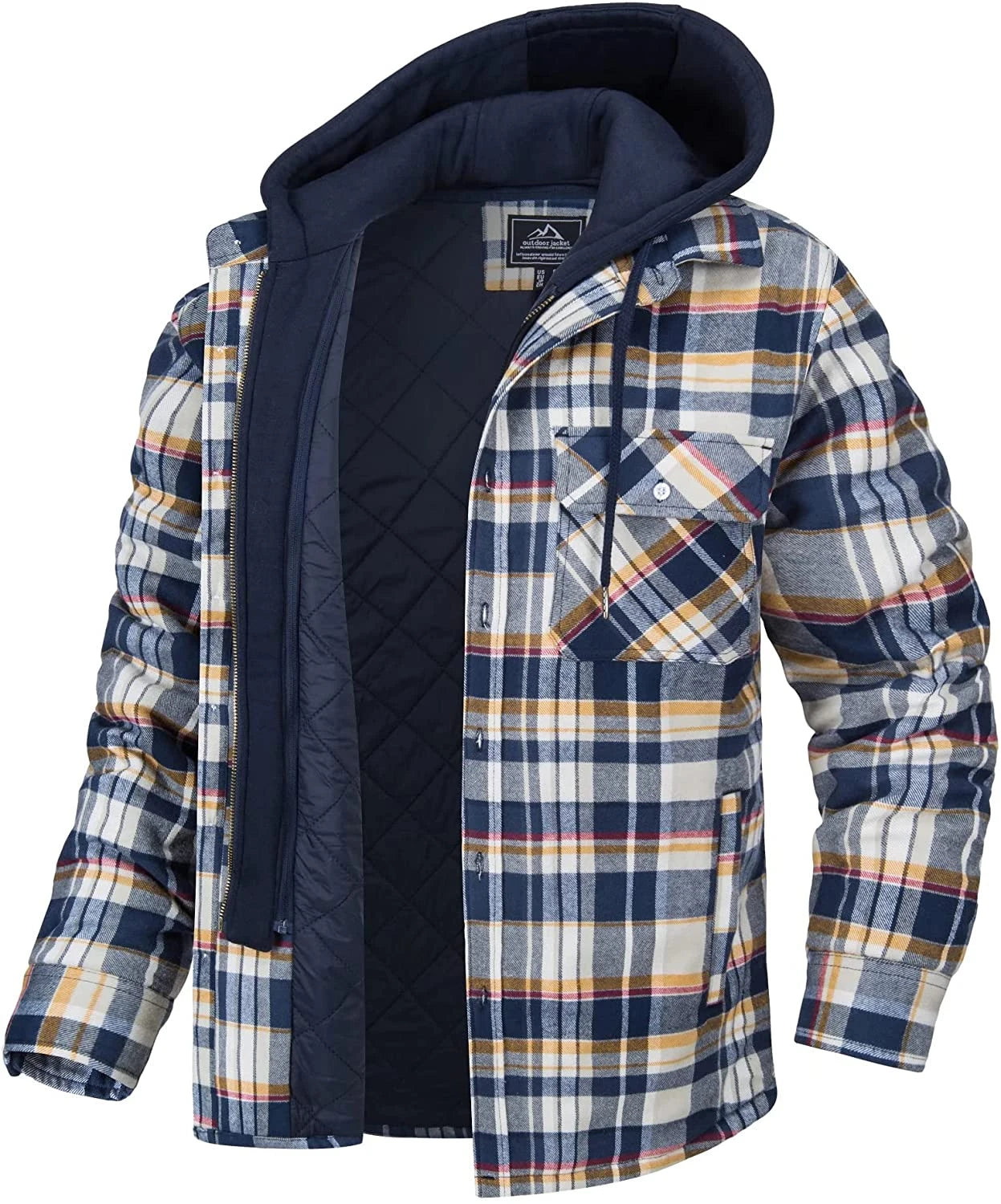 MGS Men's Flannel Shirt Jacket with Removable Hood - Man Gifts Shop