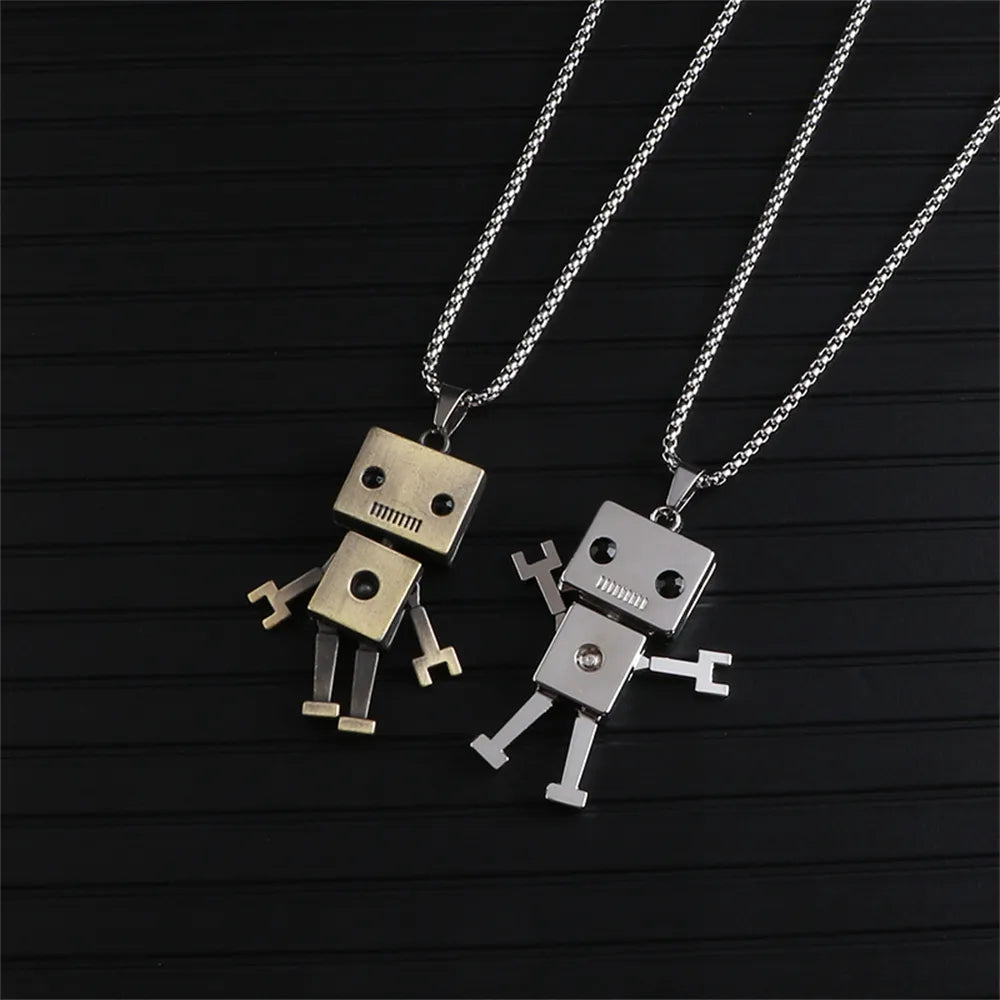 Unleash Your Inner Edge: Stainless Steel Hip-Hop Cube Robot Pendant Sweater Necklace for Men - Man Gifts Shop