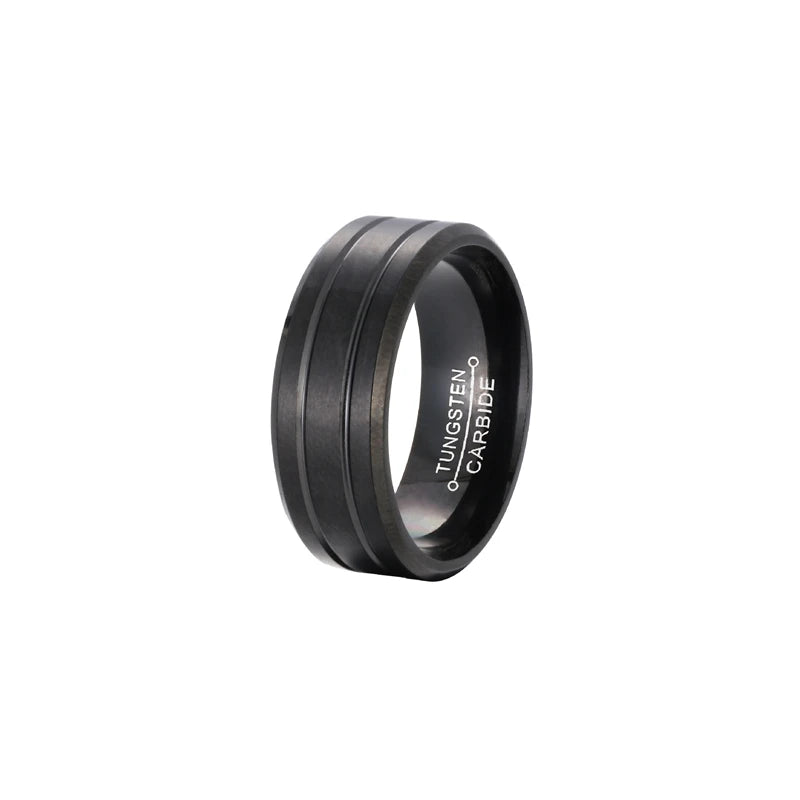 MGS Black Tungsten Slick Design Ring - Man Gifts Shop