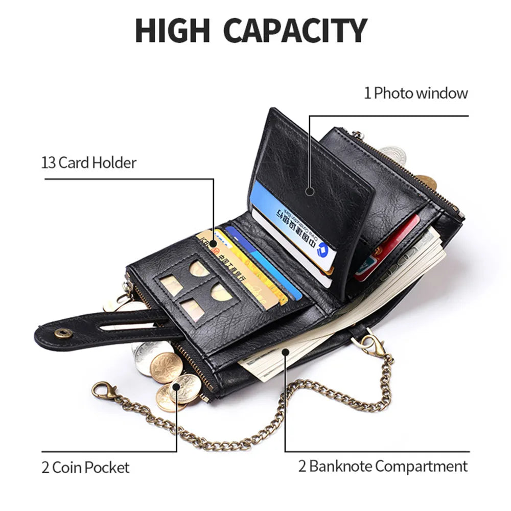 Retro PU Leather Short Card Holder Luxury Men's wallet High Quality - Man Gifts Shop