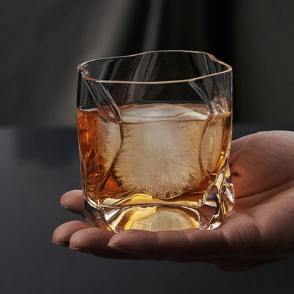 Japanese Edo Designer Crumple Paper Irregular Shape Crystal Whiskey Rock Glass