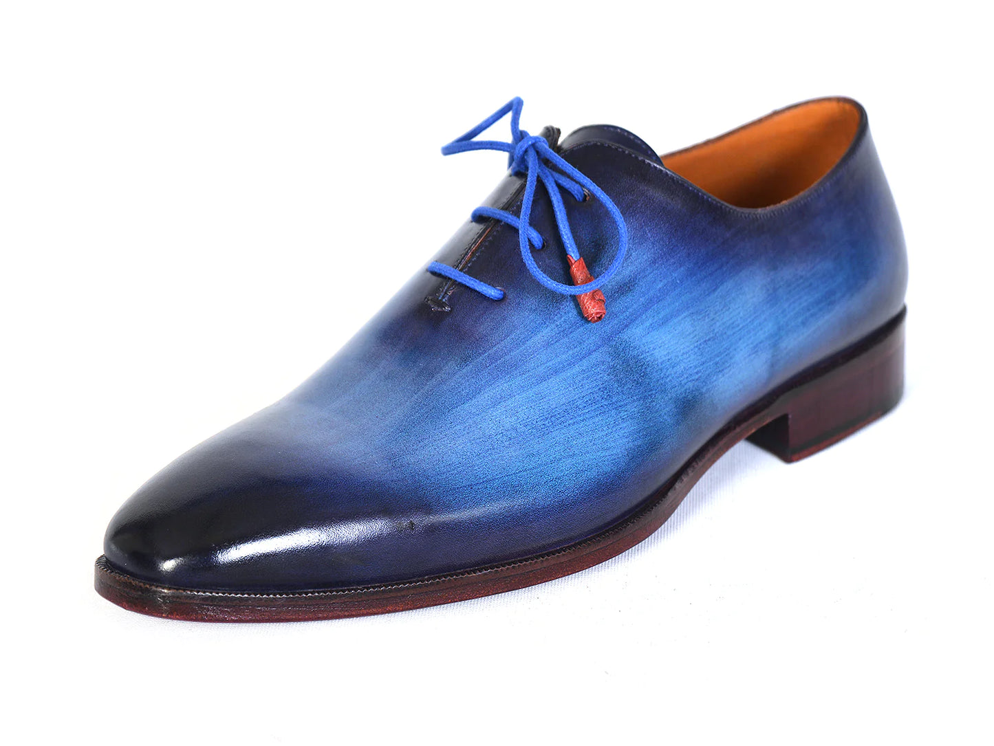 Original Paul Parkman® Men's Plain Toe Wholecut Oxfords Blue Hand-Painted - Man Gifts Shop