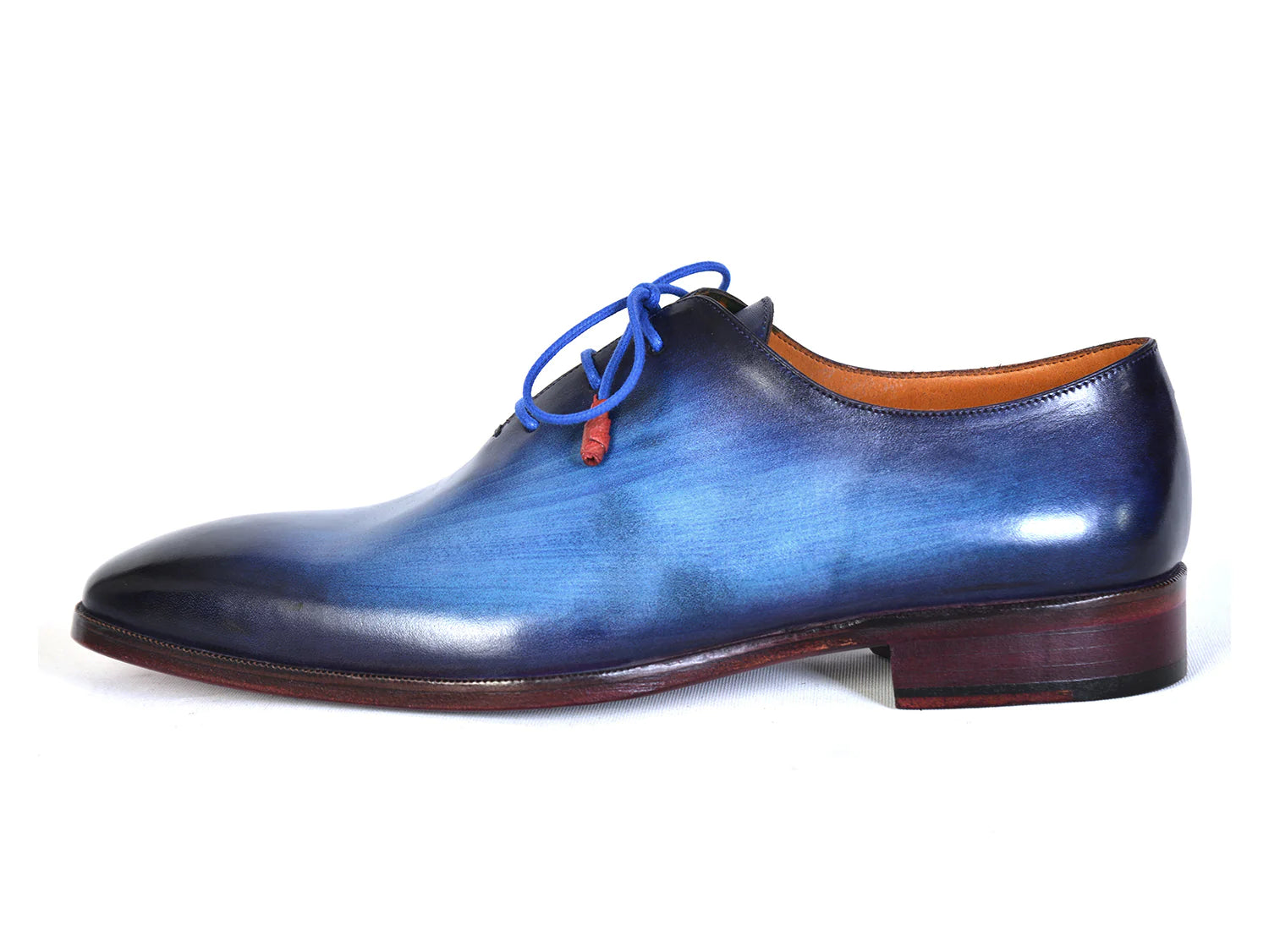 Original Paul Parkman® Men's Plain Toe Wholecut Oxfords Blue Hand-Painted - Man Gifts Shop