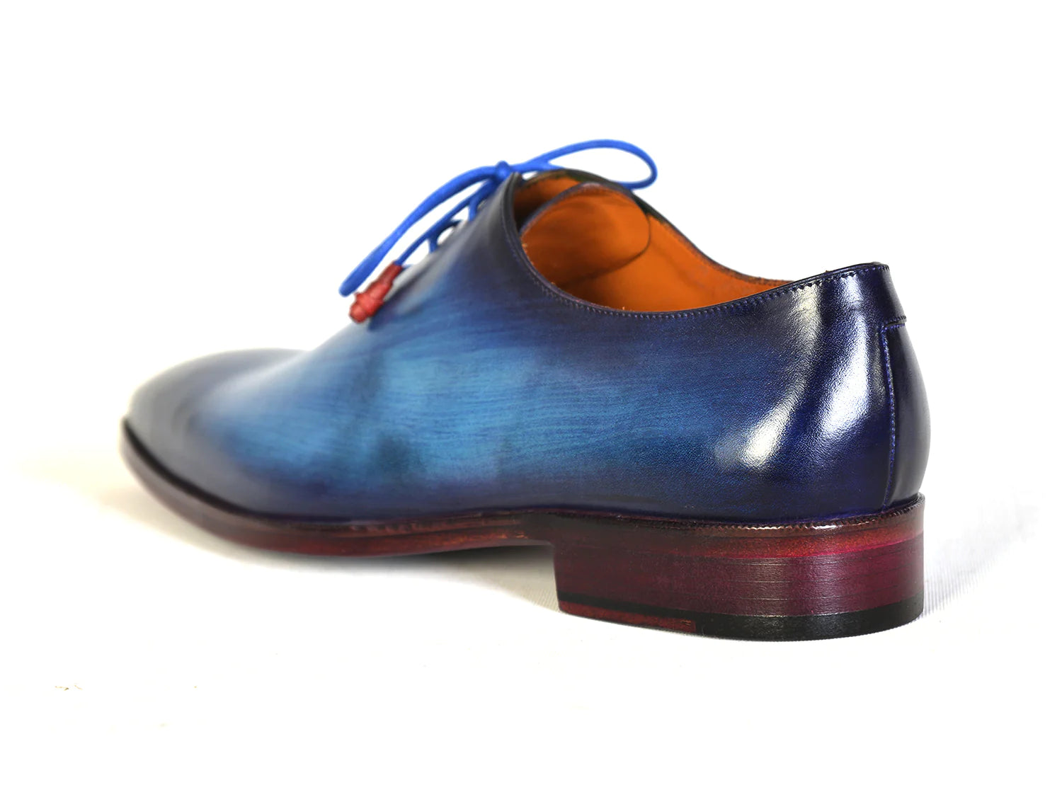 Original Paul Parkman® Men's Plain Toe Wholecut Oxfords Blue Hand-Painted - Man Gifts Shop