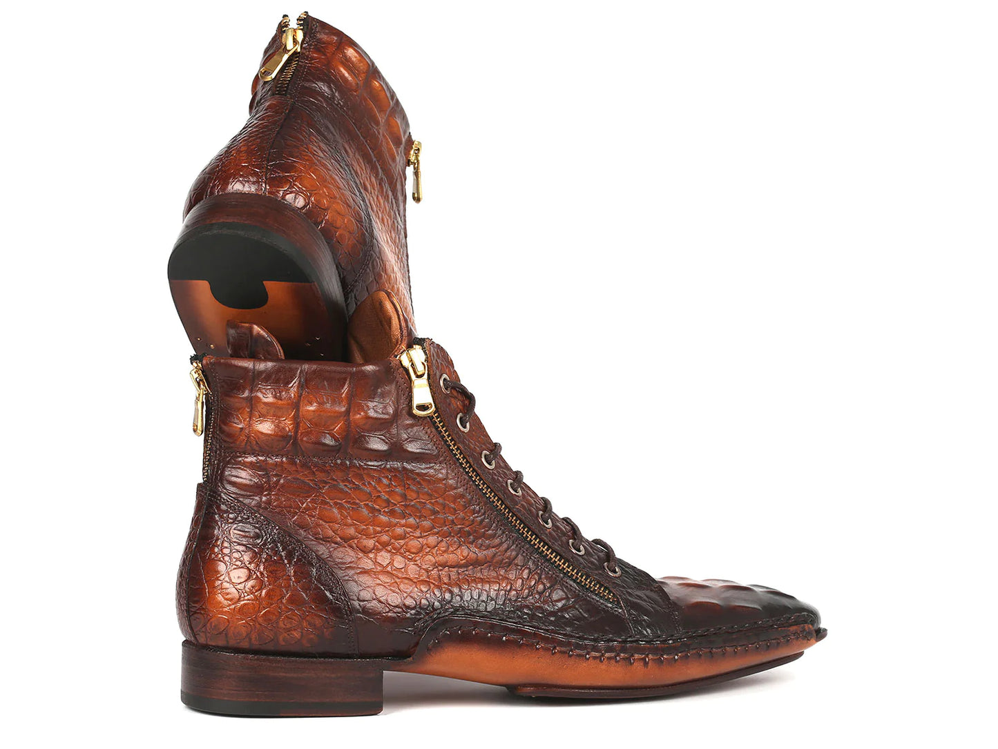 Original Paul Parkman® Crocodile Textured Calfskin Handmade Zipper Boots - Man Gifts Shop