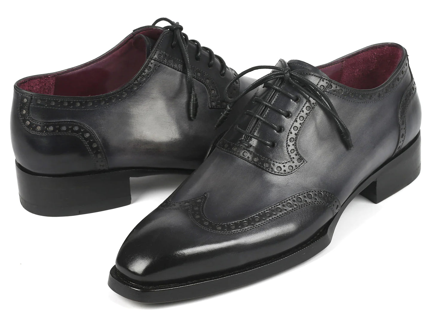 Original Paul Parkman® Goodyear Welted Men's Wingtip Oxfords Black & Gray - Man Gifts Shop