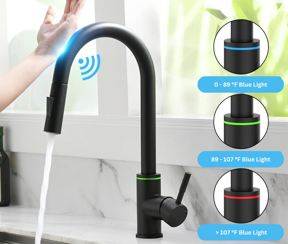 MGS Smart Touch Kitchen Faucet with Water Temperature LED Indicator