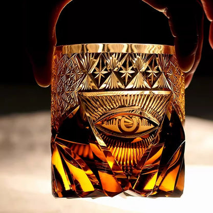 The Eye Of God - Edo Kiriko Hand Cut High End Amber Crystal Whiskey Glass