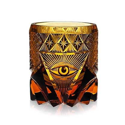 The Eye Of God - Edo Kiriko Hand Cut High End Amber Crystal Whiskey Glass