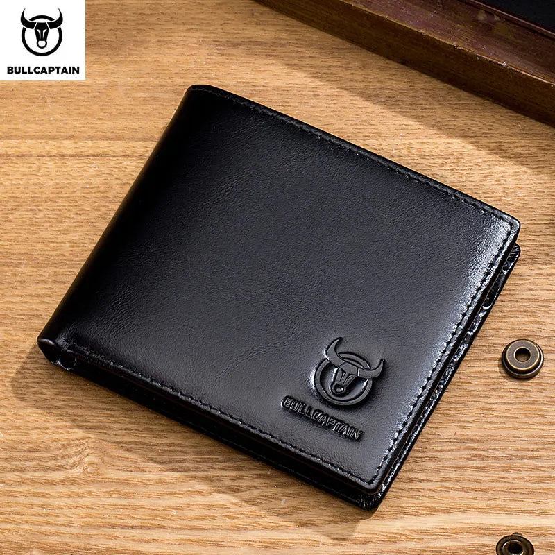 Original BULLCAPTAIN RFID Blocking Men's Leather Wallet Bifold Slim Wallet Multi-card Card Holder - Man Gifts Shop