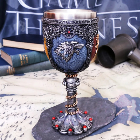 Conquer with Draconic Flair: Stainless Steel & Resin Medieval Dragon Skull Beer Mugs and Viking Red Wine Goblets