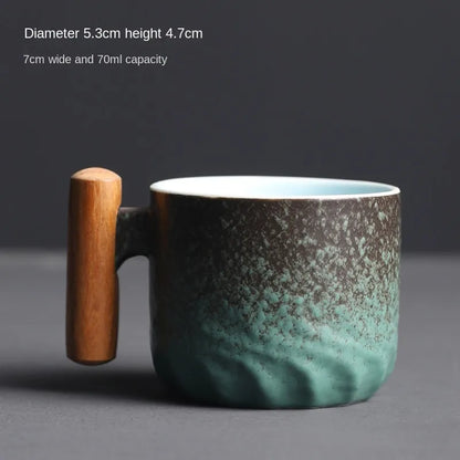 Creative Handmade Exquisite Vintage Coffee Cup With Wooden Handle - Man Gifts Shop