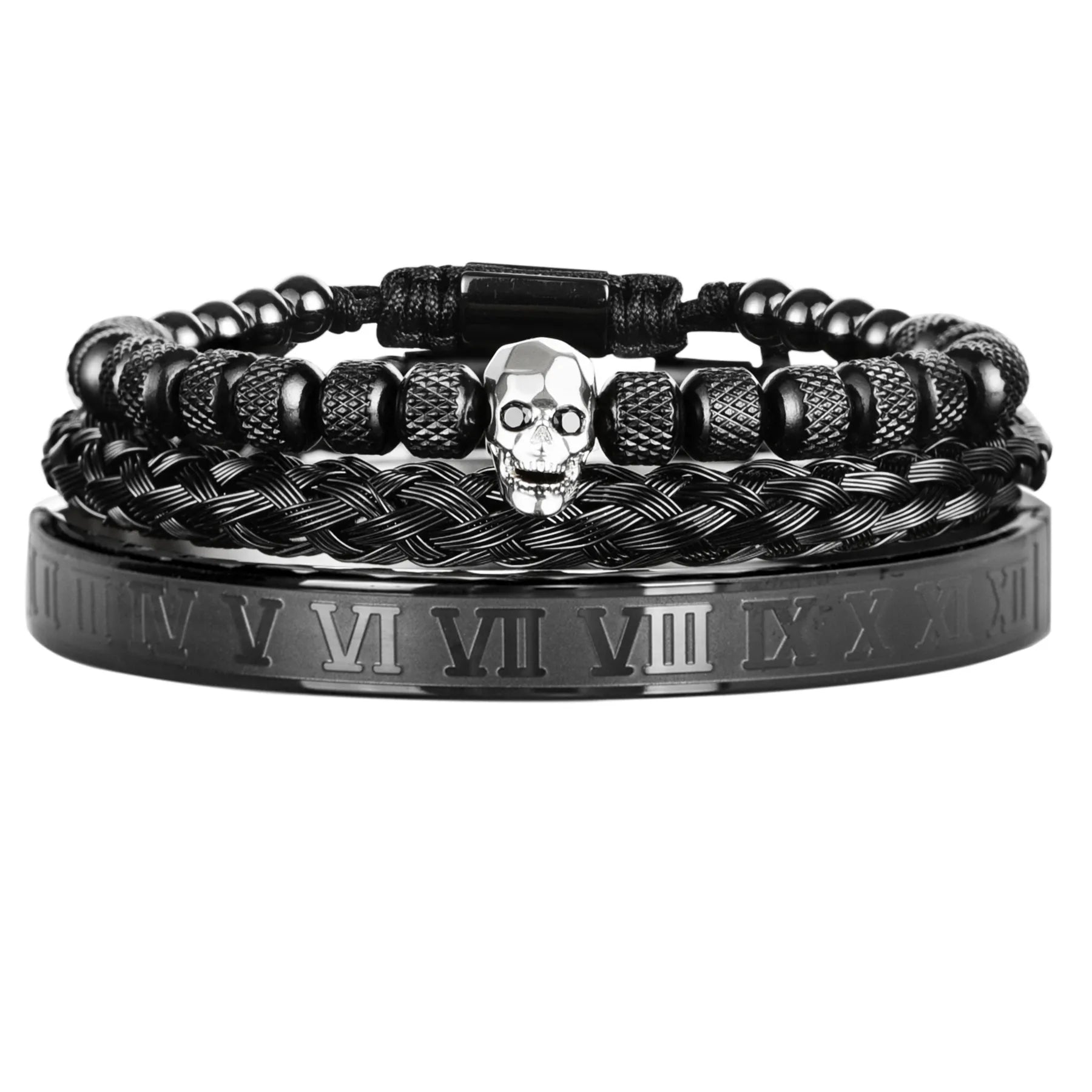 Chic Stainless Steel Rome Luxury Skull Bracelet - Man Gifts Shop