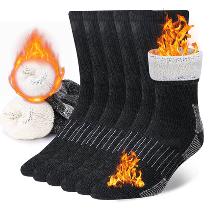3 Pairs Merino Wool Crew Socks – Thick, Thermal & Winter-Ready