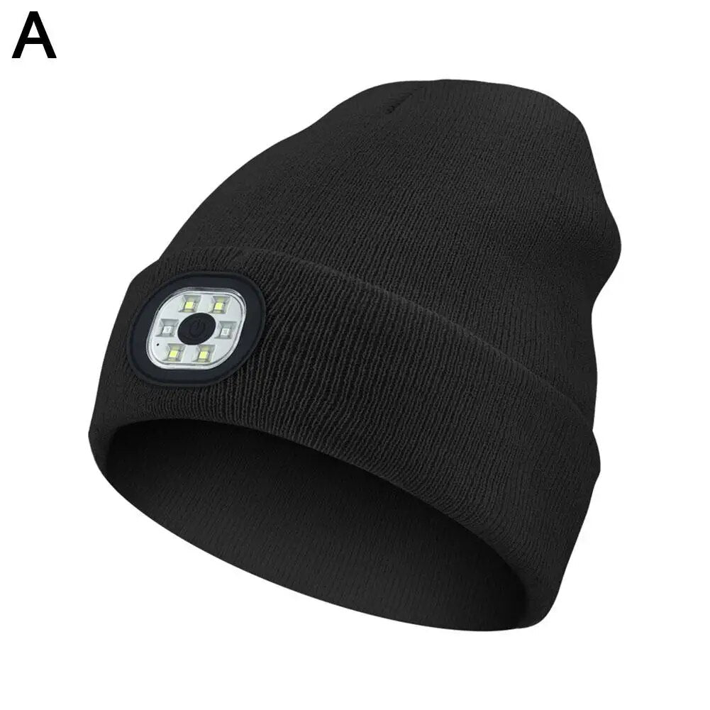 Unisex LED Beanie with Light, USB Rechargeable Hands-Free LED Headlamp Hat - Man Gifts Shop