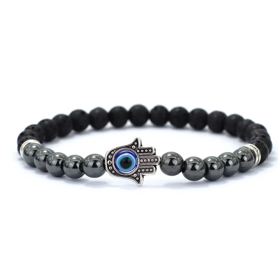 🧿 Handmade Evil Eye & Hematite Bracelet – Inner Strength Meets Style