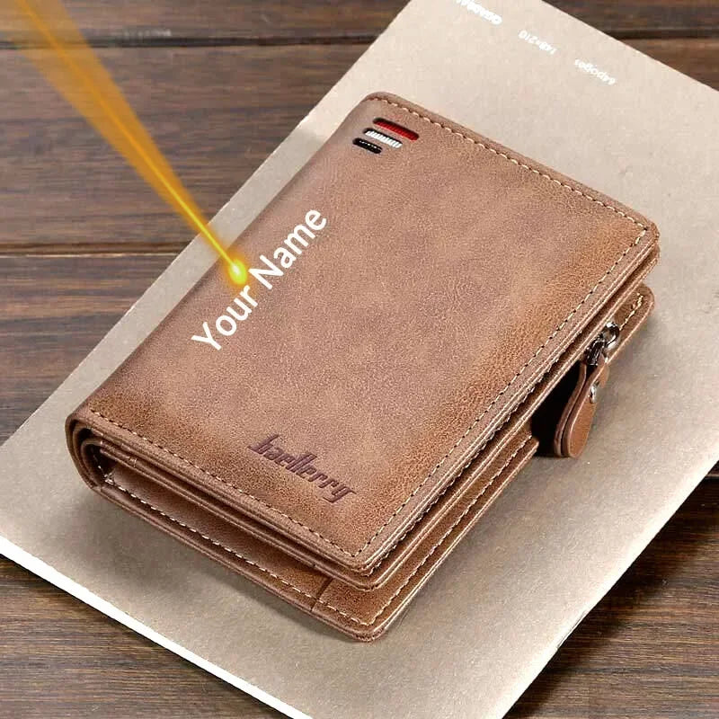 Custom Engraved Zipper Wallet for Men