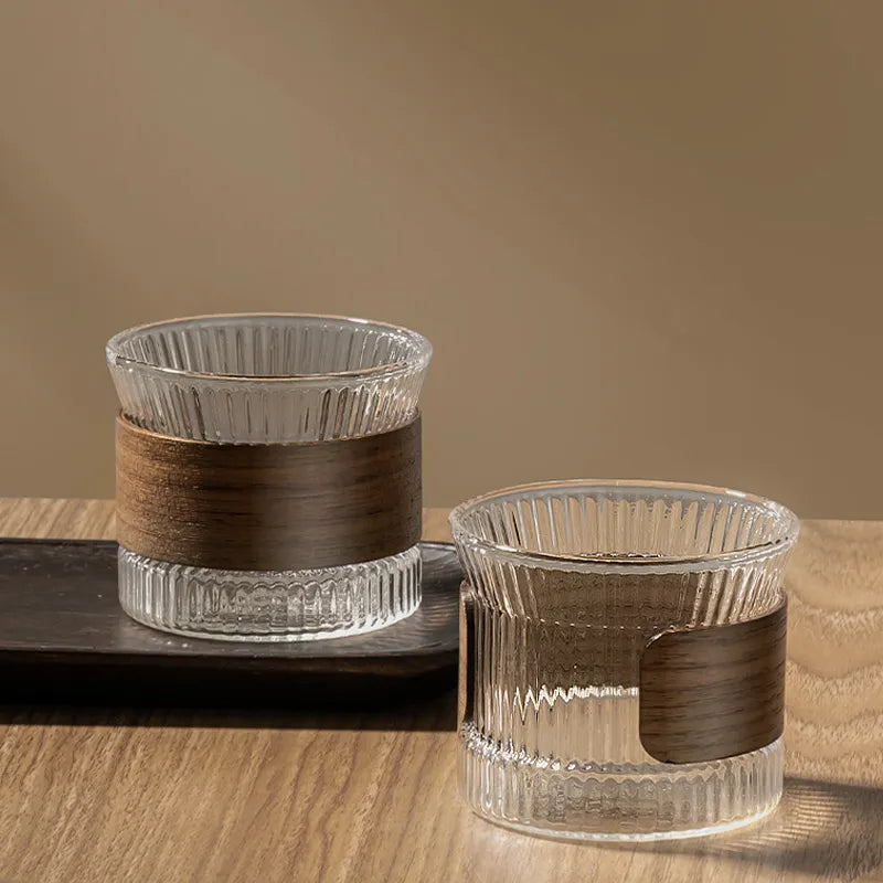 Japanese Style Tea Cups With Walnut Cup Sleeve - Man Gifts Shop