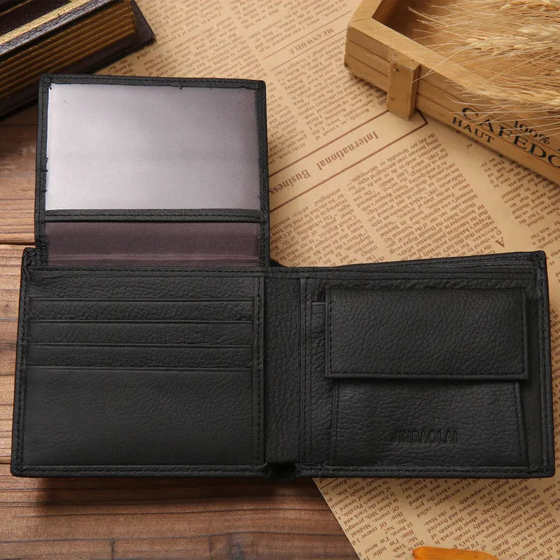 MGS Genuine Leather Men Wallets Premium Cowhide Wallets For Man Black - Man Gifts Shop