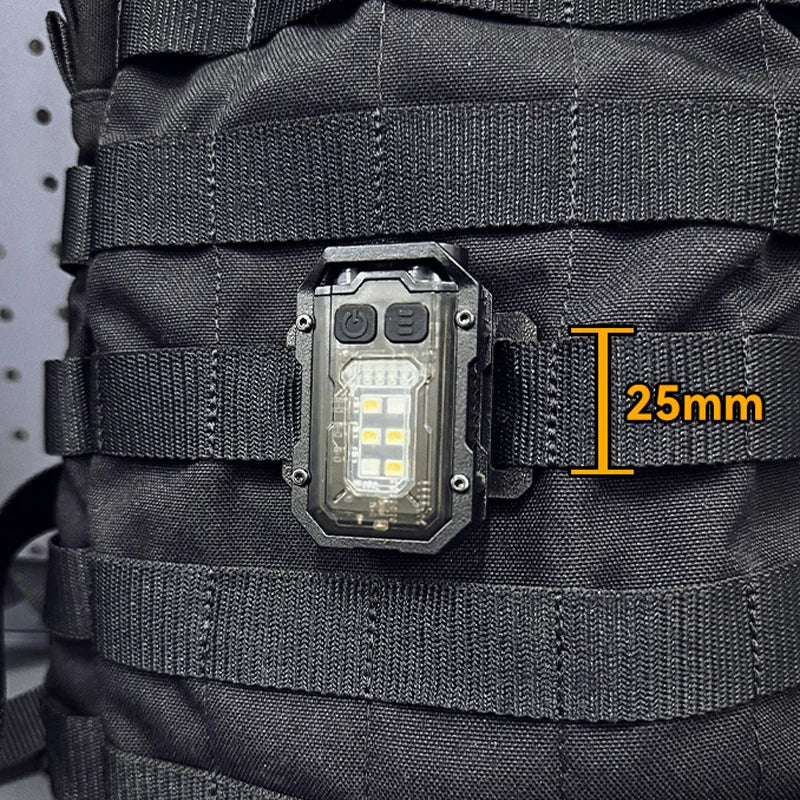 EDC Portable Mini Tactical Molle 25mm Backpack Strap Clip USB Rechargeable Flashlight Light (Outdoor Camping Hiking)