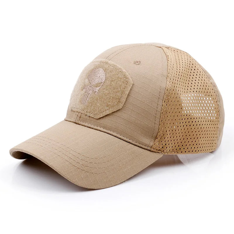 Stay Cool and Camouflaged with our MGS Military Skull Baseball Mesh Cap - Man Gifts Shop