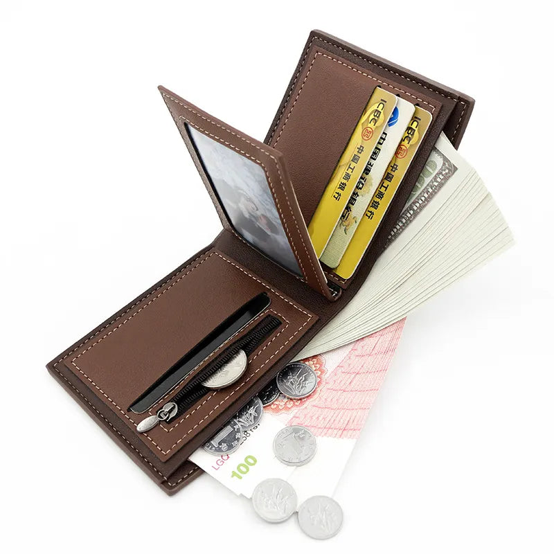 Short Slim Men Wallet Card Holder Luxury PU Leather High Quality - Man Gifts Shop