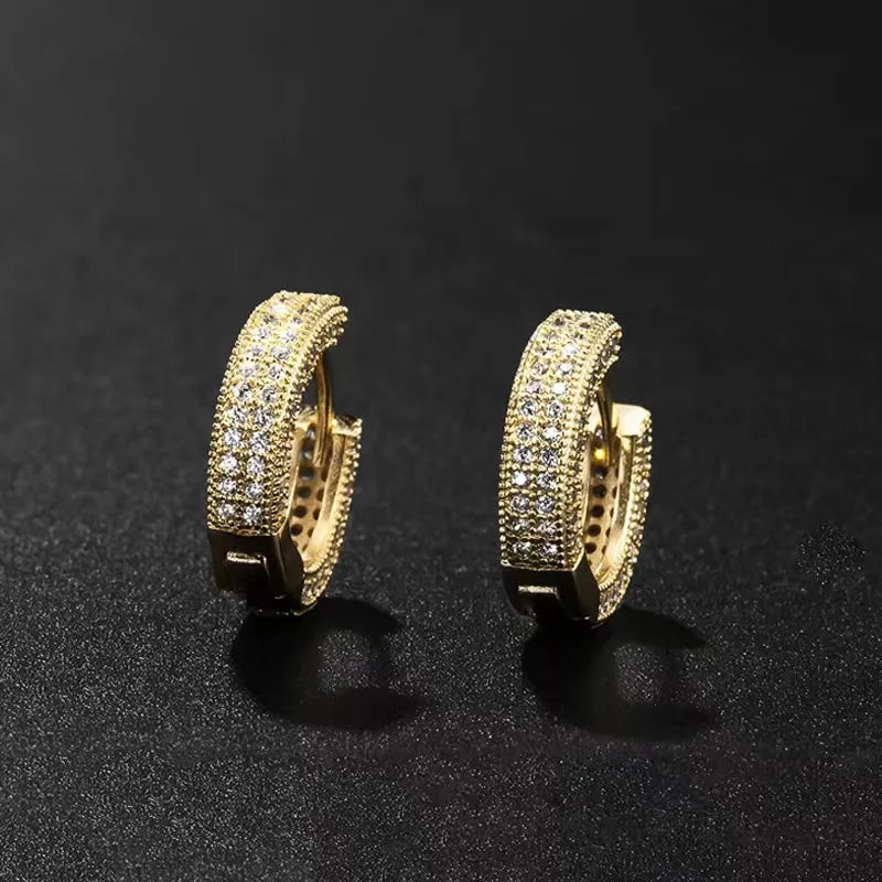 MGS Iced Out Hoop Earrings Zirconia Round Earrings for Men - Man Gifts Shop