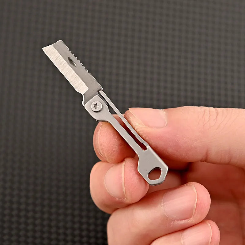 MGS EDC Stainless Steel Mini Square Head Keychain Folding Knife