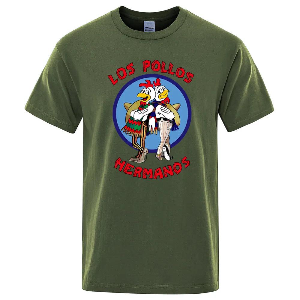 LOS POLLOS Hermanos Funny Printed T-Shirt Cotton - Man Gifts Shop