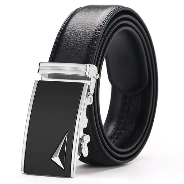 MGS Men's Luxury Leather Belt: Genuine, Stylish, with Automatic Metal Buckle - Man Gifts Shop