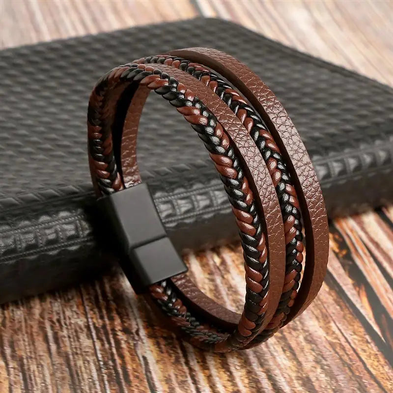 MGS Classic Men's Leather Bracelet New Style Hand-woven Multi-layer Jewelry - Man Gifts Shop