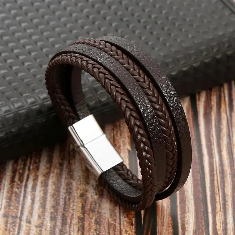 MGS Classic Men's Leather Bracelet New Style Hand-woven Multi-layer Jewelry - Man Gifts Shop