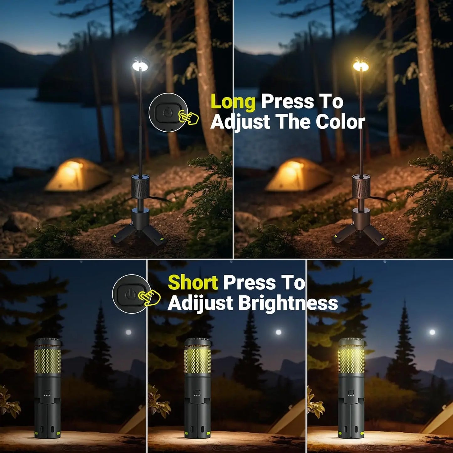 MGS LED Outdoor Camping Lantern, UBS Rechargeable, Outdoor Portable Lantern, IP65 Waterproof, Retractable