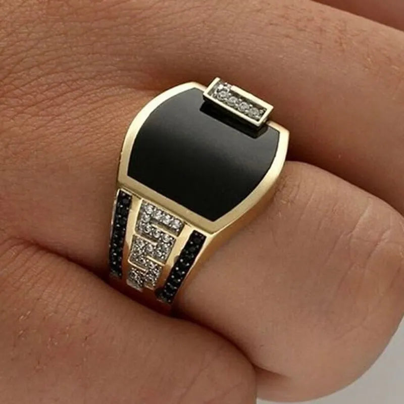 Classic Men's Ring Inlaid Black Zircon Stone - Man Gifts Shop