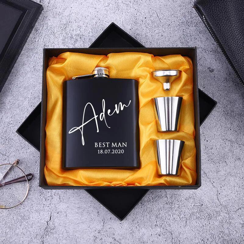 Custom Engraved Stainless Steel 6oz Hip Flask - Man Gifts Shop