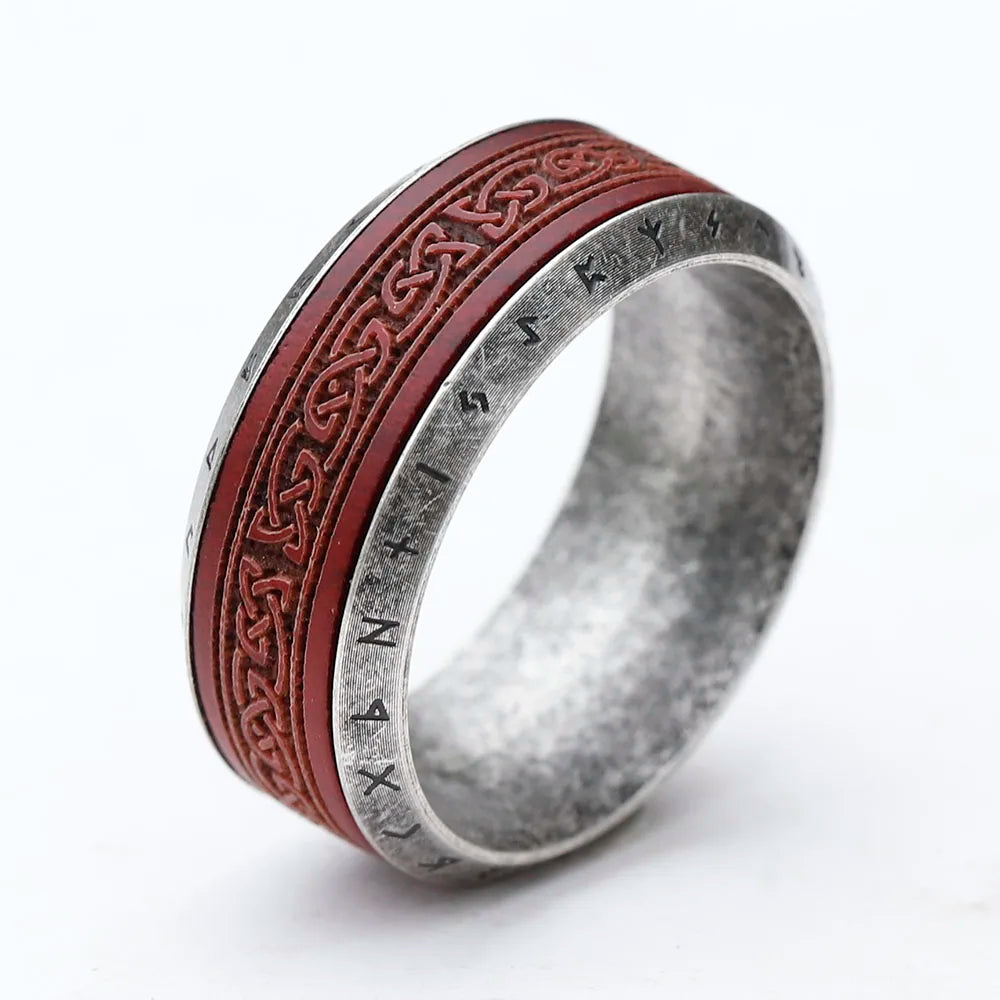 Unveiling Timeless Elegance: Exclusive 316L Stainless Steel Viking Runes Rosewood Ring for Men - Man Gifts Shop